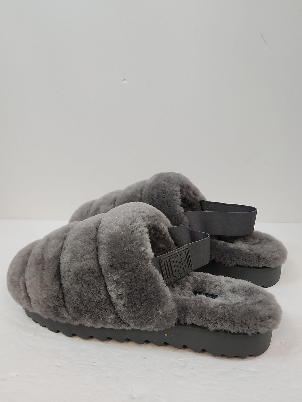 UGG Oh Yeah Gray Shearling Slingback Slippers Size 9